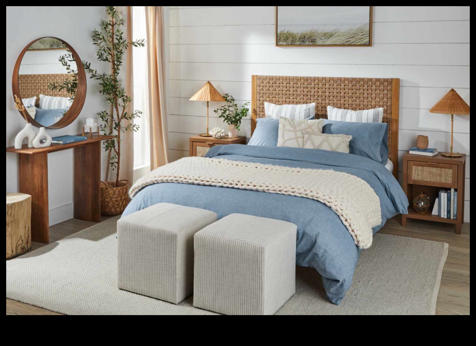 איך אני יוצר עיצוב חדר שינה חוף למפלט חוף מרגיע?